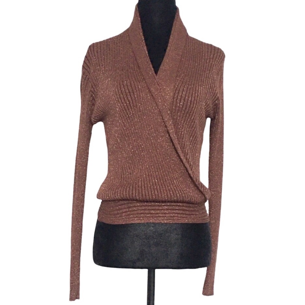 American Jeans wrap front sweater brown medium